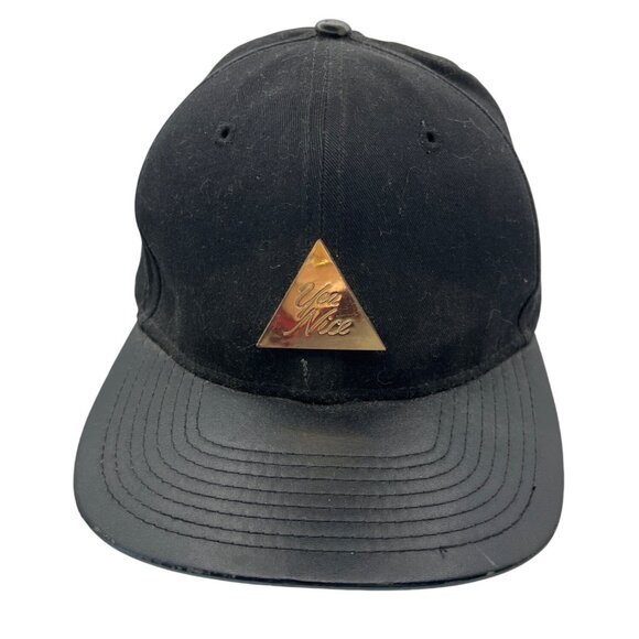 Yea.Nice Black Snapback Hat With Gold Triangle Logo C121 - Picture 2 of 11